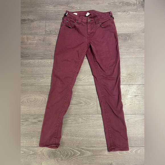 TRUE RELIGION burgundy Jennie curvy jeggings size 27 - Picture 3 of 8